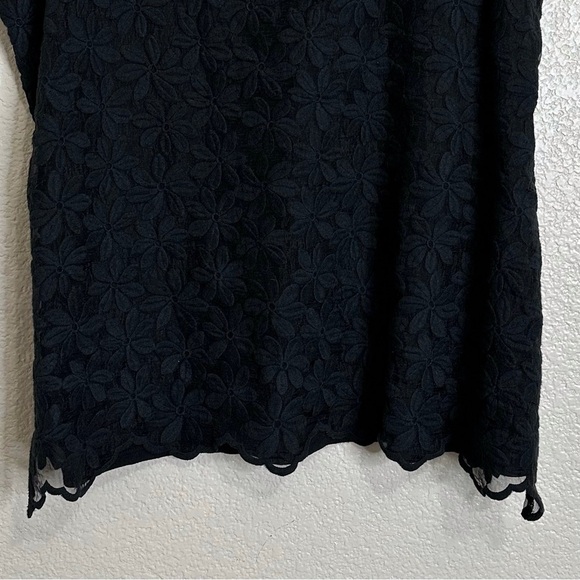 J. Crew Embroidered Floral Lace Overlay Black Tank Top, Size XL - Picture 3 of 10